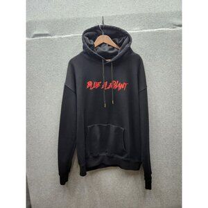 Blue Elephant Black Hoodie 2XL For Animals Only Red Print Cotton Blend